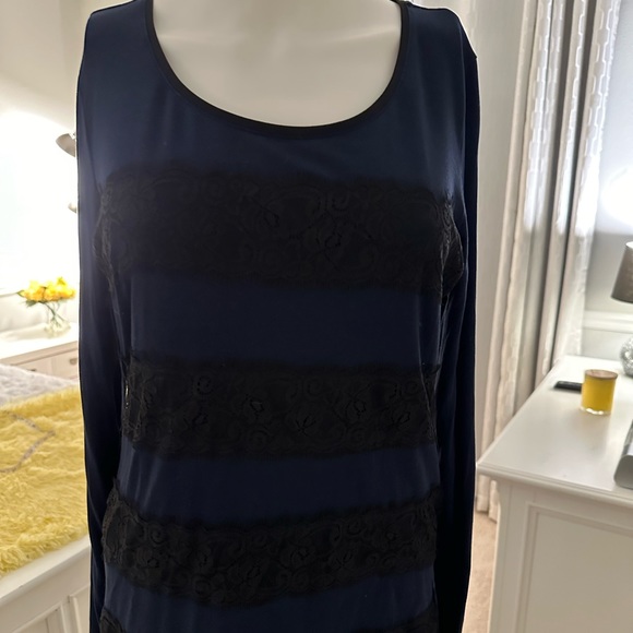 Navy & black long sleeve T shirt size small - Picture 1 of 6